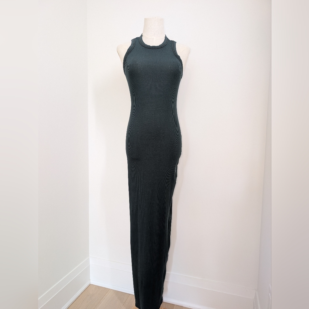 SKIMS Dark Green Ribbed Sleeveless Maxi dress